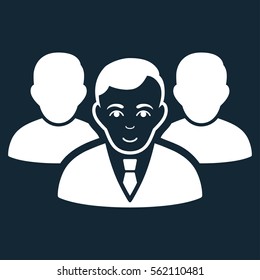 Team vector icon. Flat white symbol. Pictogram is isolated on a dark blue background. Designed for web and software interfaces.