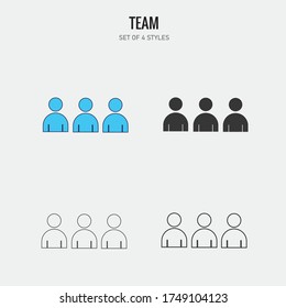 icono de grupo de iconos de vectores de equipo