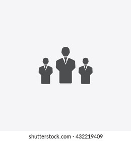 team vector icon, sign of manager and workers on isolated background in business