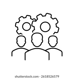 Ícone de vetor de equipe. Sinal de ilustração de trabalho em equipe. Símbolo de desenvolvimento. Logotipo Progress. 