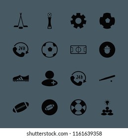 team vector icons set. with rugby ball, group idea, call center and builder in set