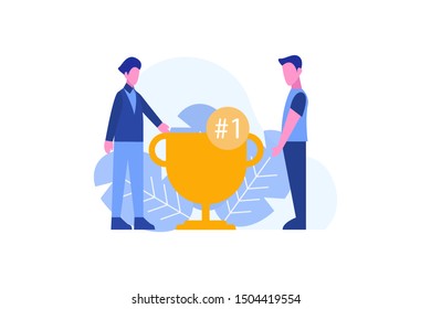 Team victory. Business people success concept, leadership, achievement concept vector illustration concept for web landing page template, banner, flyer and presentation