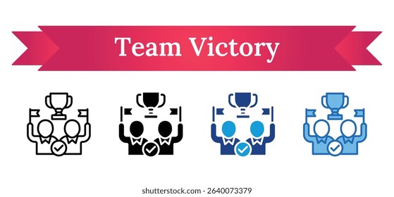 Team Victory Multi Style - Group celebrating with a trophy, representing success, achievement, or team accomplishment