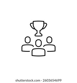 Team victory, trophy linear icon. Teamwork line customizable illustration. Contour symbol. Vector isolated outline drawing. Editable stroke