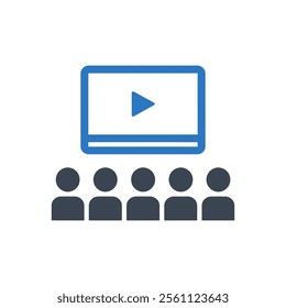 Team Video Presentation Icon On White Background