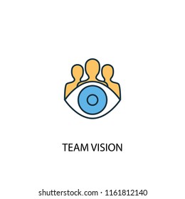 Team vision concept 2 colored line icon. Simple yellow and blue element illustration. Team vision concept outline symbol design from Startup set