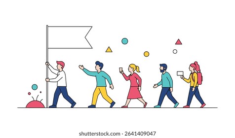 Team Walking Together for a Common Purpose Striving for Success and Growth