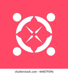 Team white icon on magenta color background. Eps-10.