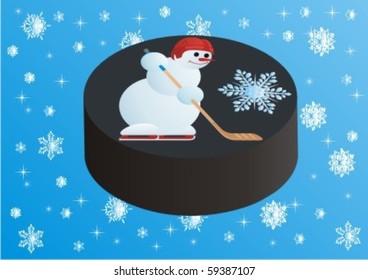 Team winter sport. Ice Hockey. Snowmen-hockey players