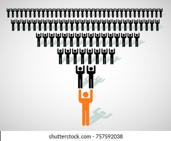 A team of wo working people led by a great leader. Business team and teamwork concept.