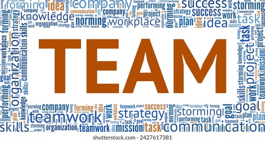 Team word cloud conceptual design isolated on white background.
