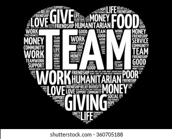 TEAM word cloud, heart concept