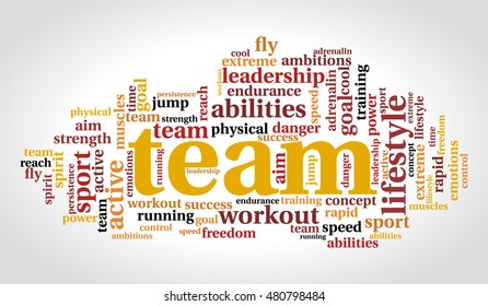 Team word cloud, lifestyle concept, vector illustration