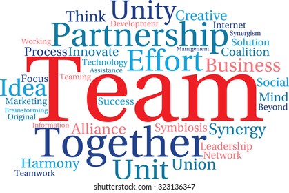 Team Word Cloud On a White Background. 