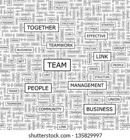 TEAM. Word collage. Seamless illustration.