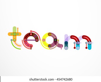 Team word lettering banner. Geometric thin line minimal design