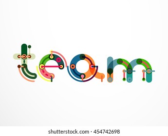 Team word lettering banner. Geometric thin line minimal design