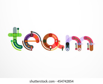 Team word lettering banner. Geometric thin line minimal design