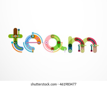 Team word lettering banner. Geometric thin line minimal design