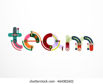 Team word lettering banner. Geometric thin line minimal design