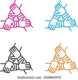 
Icono de contorno de manos de Team Work 3.Estroque editable.Elementos de la señal de línea del vector de ilustración empresarial. El símbolo se puede usar para web, UI, logotipo, aplicación móvil.eps