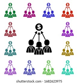 Team work, approach, money, team, users multi color icon. Simple glyph, flat vector of team work icons for ui and ux, website or mobile application