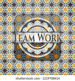 Team Work arabic emblem. Arabesque decoration.