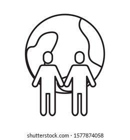 team work avatars with earth planet vector illustration design