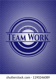 Team Work badge with jean texture