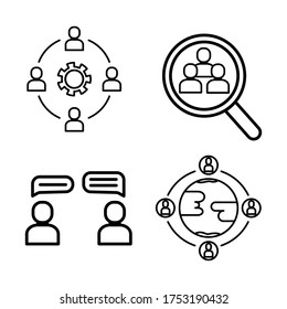 Conjunto de iconos de la mejor línea de trabajo del equipo. Iconos de línea de personas de negocios