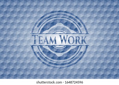 Team Work blauen polygonal Emblem. Vektorillustration Illustration. Detaillierte Angaben.