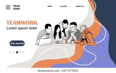Team work business concept landing page template.