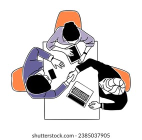 Ilustración superior del concepto de negocio de trabajo en equipo.
