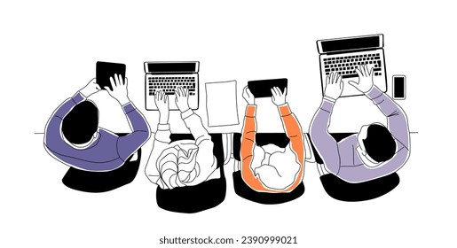 Team work business concept top view illustration.