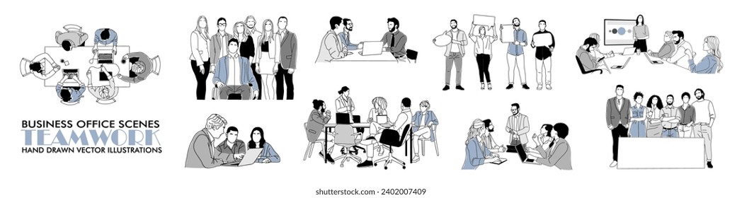 Team work business concept vector drawing isolated