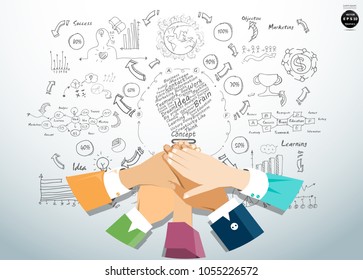 Team work . Business people joining hands - Background Plan Business - modern Idea and Concept Vector illustration Business.