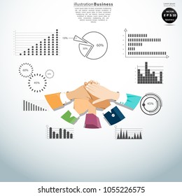 Team work . Business people joining hands - Background Plan Business - modern Idea and Concept Vector illustration Business.
