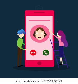 team work of business people with mobile phone