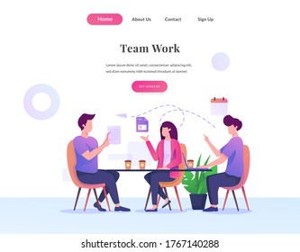 team work business web landing page