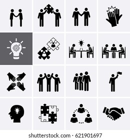 Team Work, Career and Business Process Icons. Vector human resource management