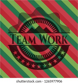 Team Work christmas style badge..