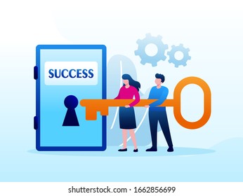Team work collaboration business illustration flat vector template 