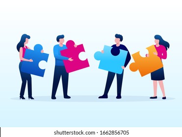 Team work collaboration business illustration flat vector template 