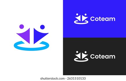 Team work and community icon logo design template