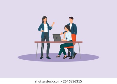 Team Work Concept. Colored flat vector illustration isolated