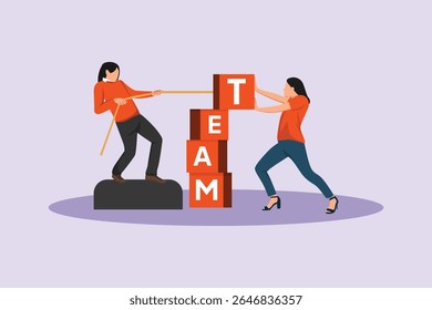 Concepto de trabajo de Equipo. Ilustración vectorial plana coloreada aislada