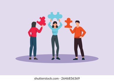 Team Work Concept. Colored flat vector illustration isolated
