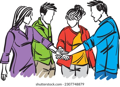 team work concept friendship all together friends young people vector illustration