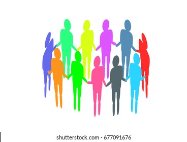 Team work concept, people hold hands together in circle, connection concept