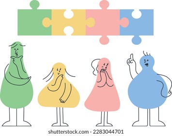 Team work concept, Pieces of a puzzle vector illustration